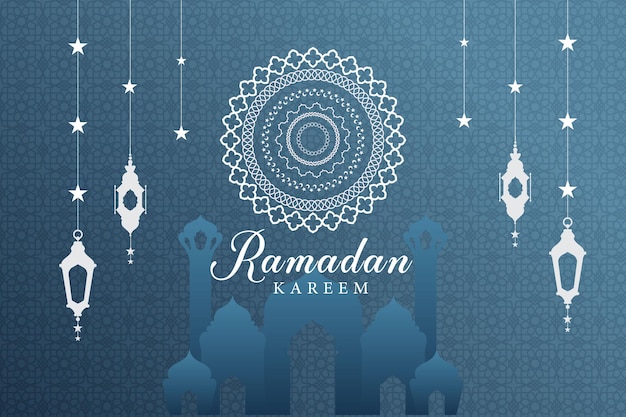 Vetor saudações islâmicas fundo de design de cartão ramadan kareem com lanternas