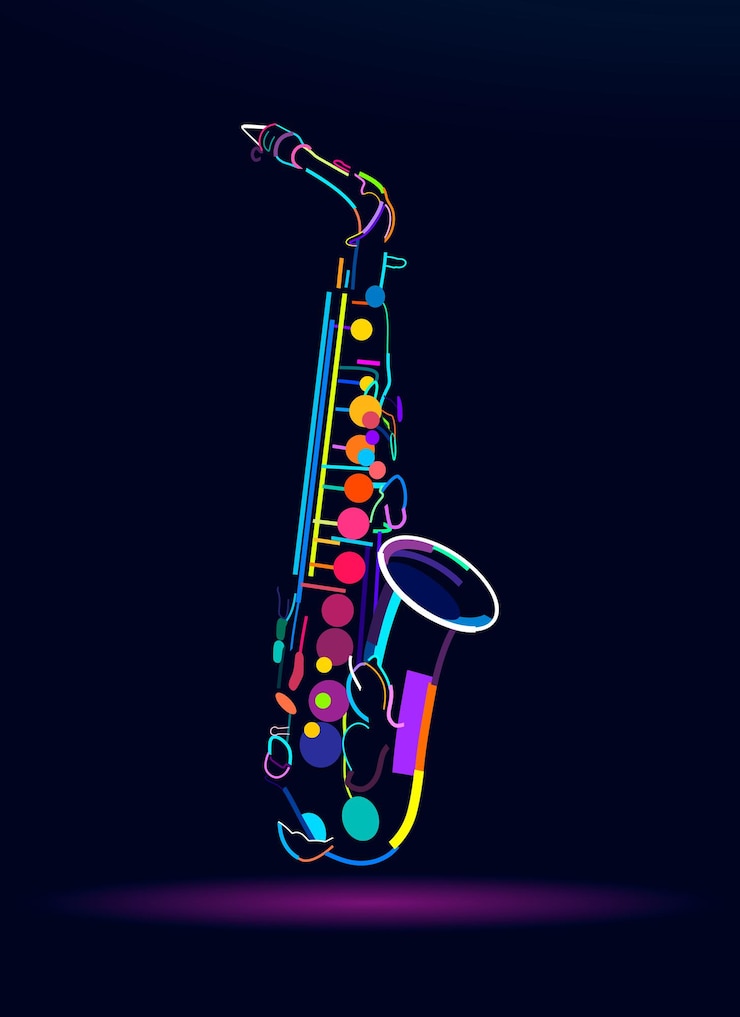 Vetor saxofone abstrato de tintas multicoloridas desenho colorido ilustração vetorial de tintas
