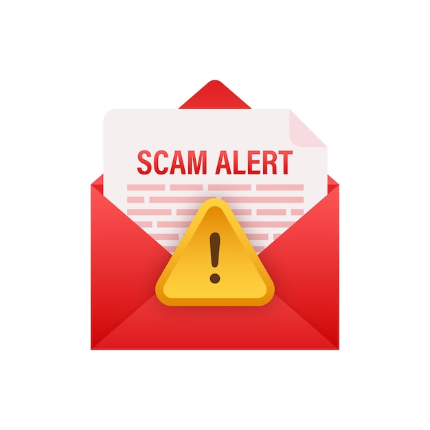 Vetor scam alerta ataque de hacker e conceito de vetor de segurança da web rede de phishing scam