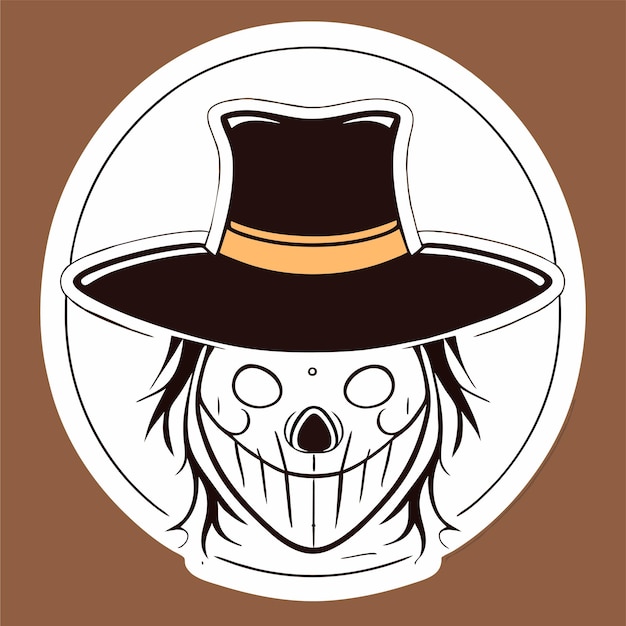 Vetor scarecrow skull face tattoo sticker halloween assustador assustador horror louco diabo