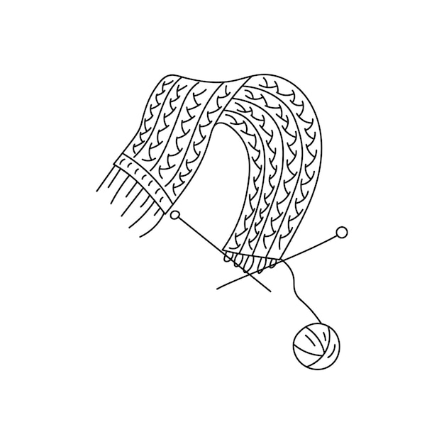 Vetor scarves e bolas de fio de tricô