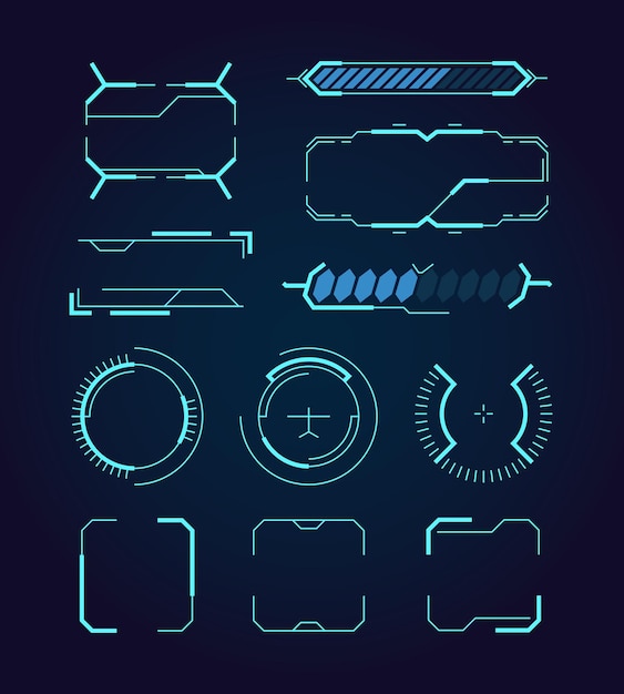 Sci fi ui. elementos futuristas da web de hud gráfico de tecnologia futurista, modelo de ilustração digital para interface