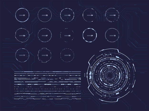 SciFi Futuristic Vector HUD Interface Screen HUD interface de usuário Techno elementos da tela-alvo Abstracto Tecnologia de fundo