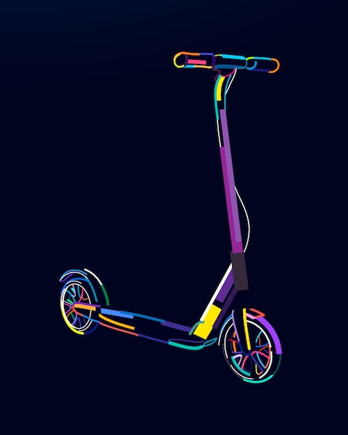 Scooter elétrico abstrato de tintas multicoloridas desenho colorido ilustração vetorial de tintas