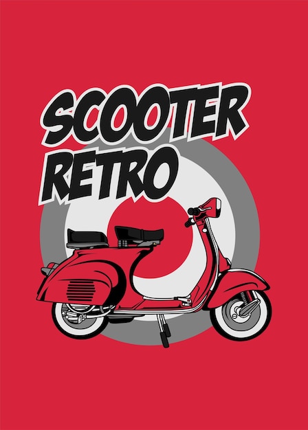 Vetor scooter retro cor vermelha