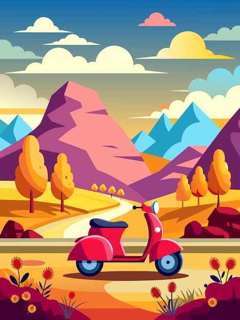 Vetor scootervector paisagem de fundo 12