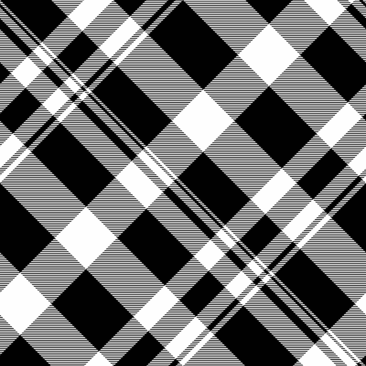 Vetor scratch check textura sem costura padrão de livro tartan vetor tecido têxtil de fundo em quadros britânico em cores preto e branco