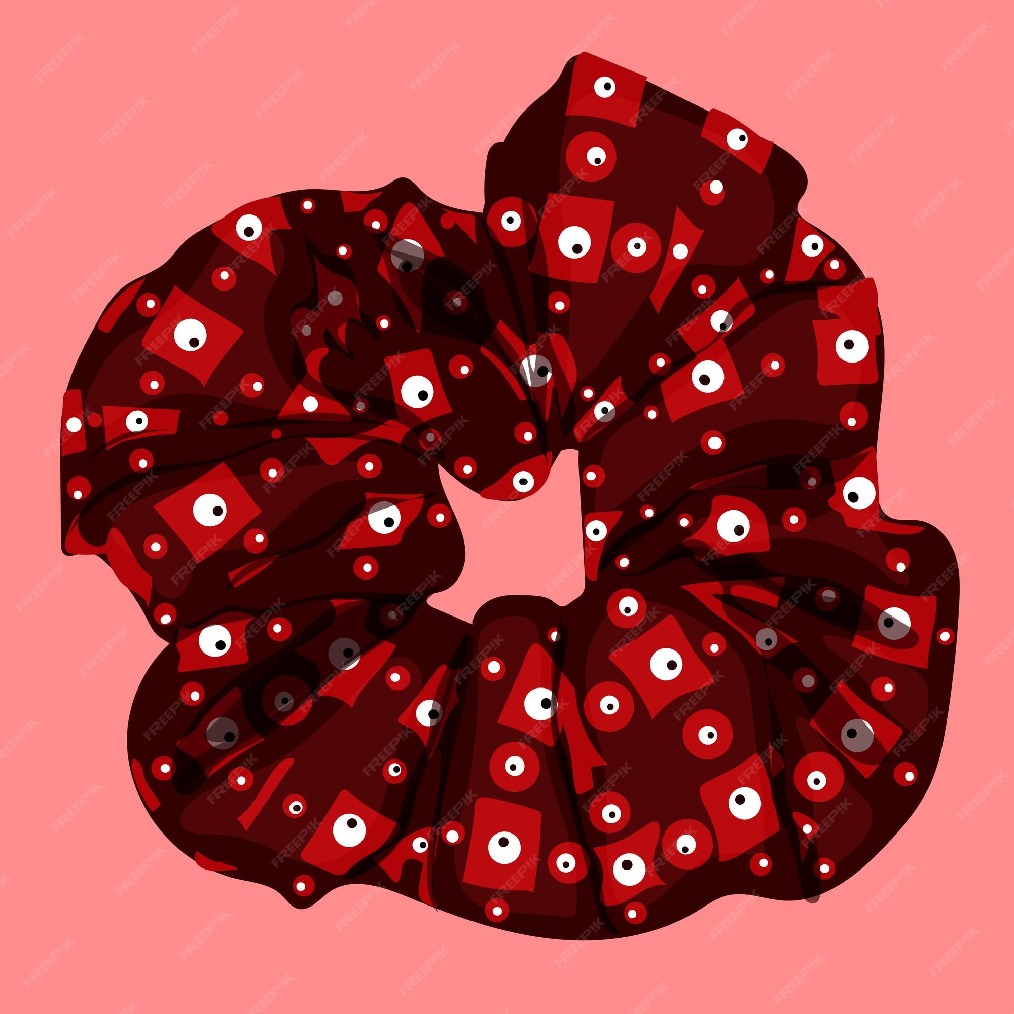 Scrunchie de cabelo de algodão xadrez vermelho.