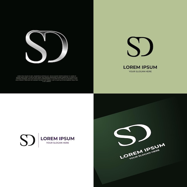 Vetor sd initial modern typography emblem logo template para negócios