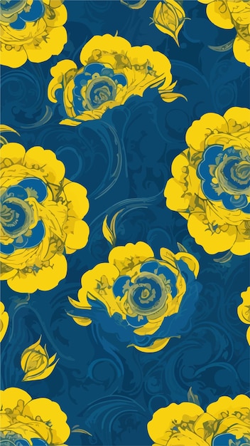 Seamless elegance navy e yellow roses vector set