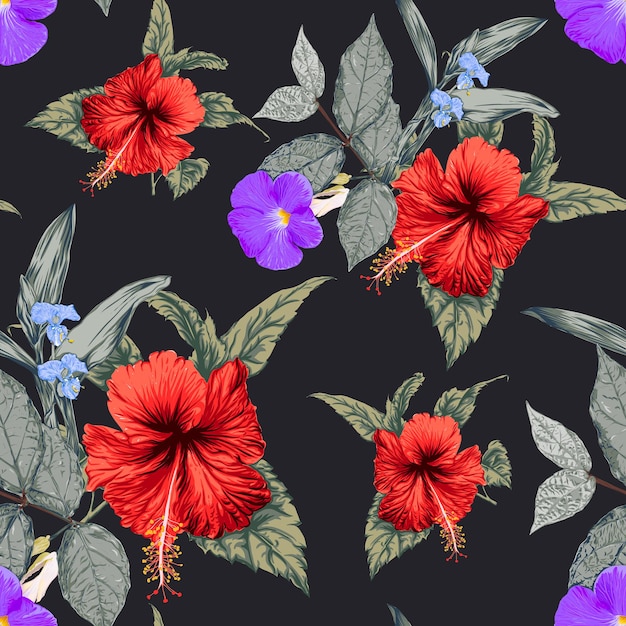 Seamless floral pattern fundo de flores de hibisco.