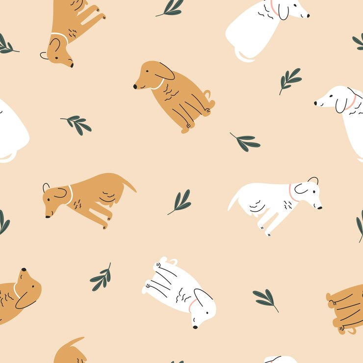 Vetor seamless pattern.colorful cães bonitos sobre fundo claro. ilustração vetorial