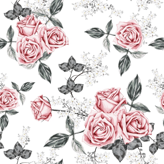 Seamless pattern pink fundo de flores vintage rosa