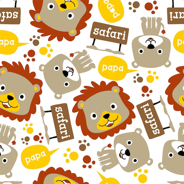 Seamless pattern vector com animais de safari