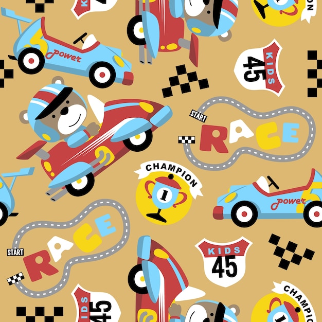 Seamless pattern vector com carro engraçado