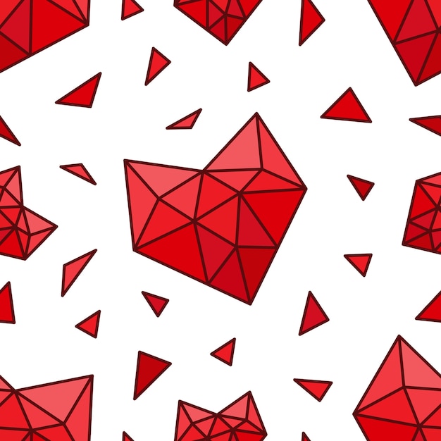 Seamless polygon heart valentine's day greeting card pattern