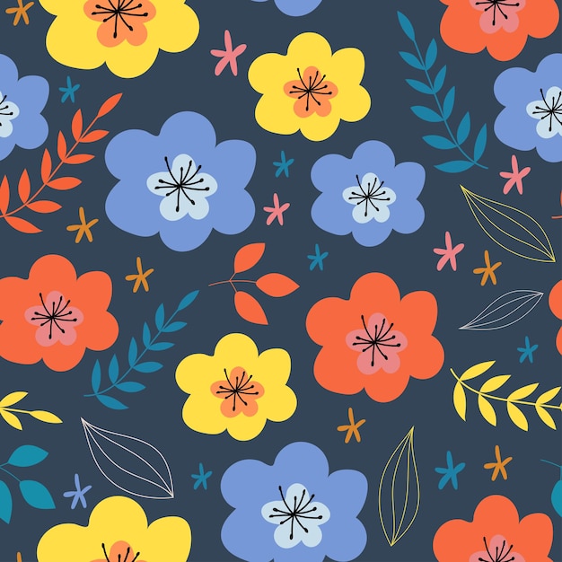 Seamless vector pattern padrão floral modernopadrão floral com flores simples