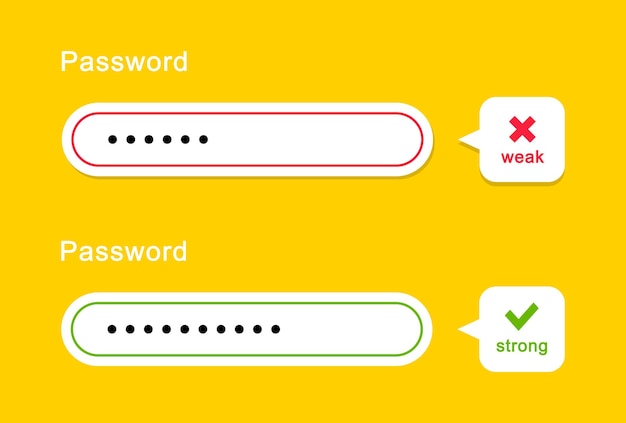 Segurança de senha modelo fraco e forte de senha para site