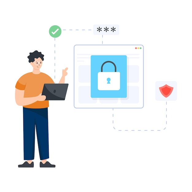 Segurança de site em design de vetor editável de ilustração plana