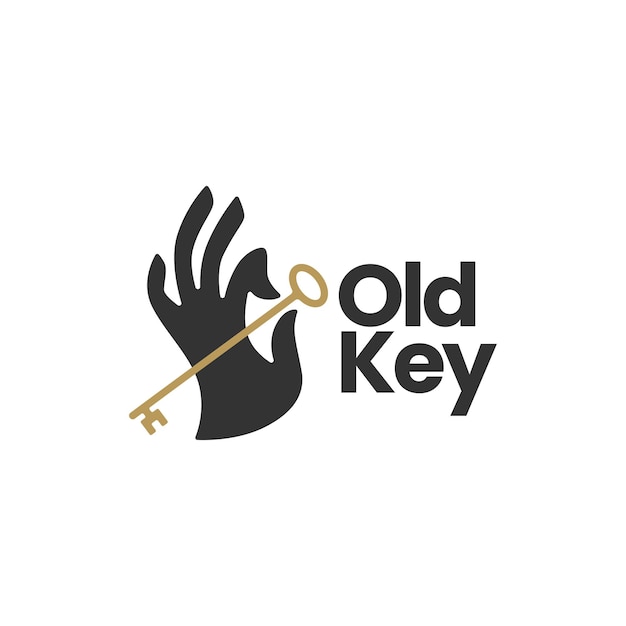 Vetor segure a mão segurando o antigo modelo de logotipo da chave