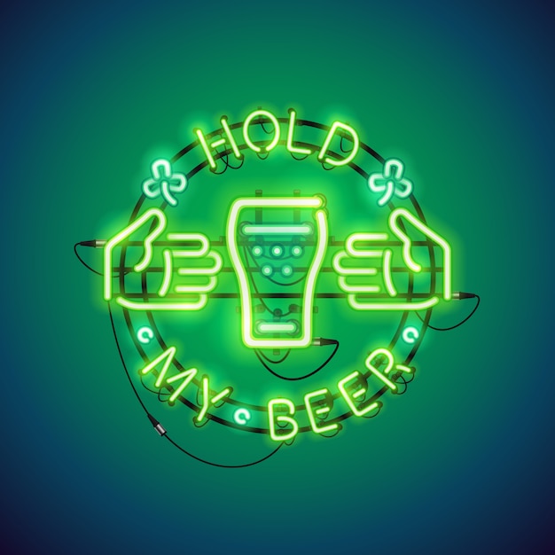 Segure minha cerveja Neon Sign Green