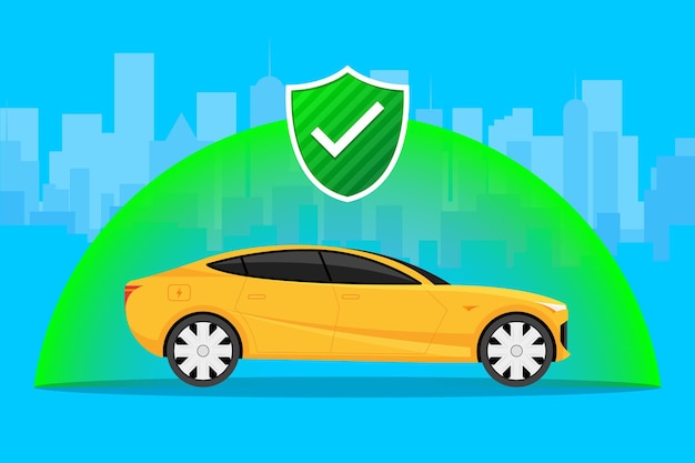 Vetor seguro de carro protege ilustração de seguro de colisão de carro