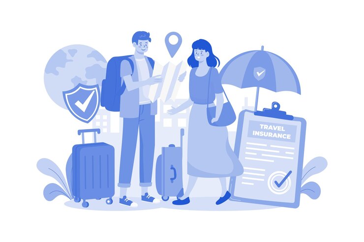 Vetor seguro de viagem garantindo suas viagens ao exterior