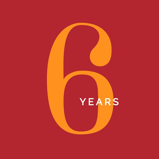 Seis anos símbolo sexto aniversário emblema aniversário sinal número logotipo conceito modelo de poster vintage