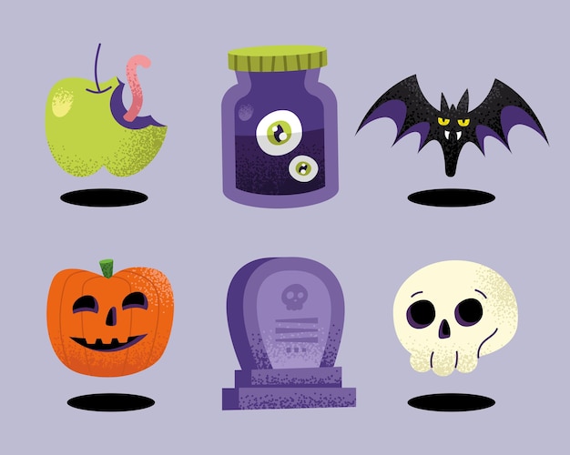 Seis ícones de celebração de halloween