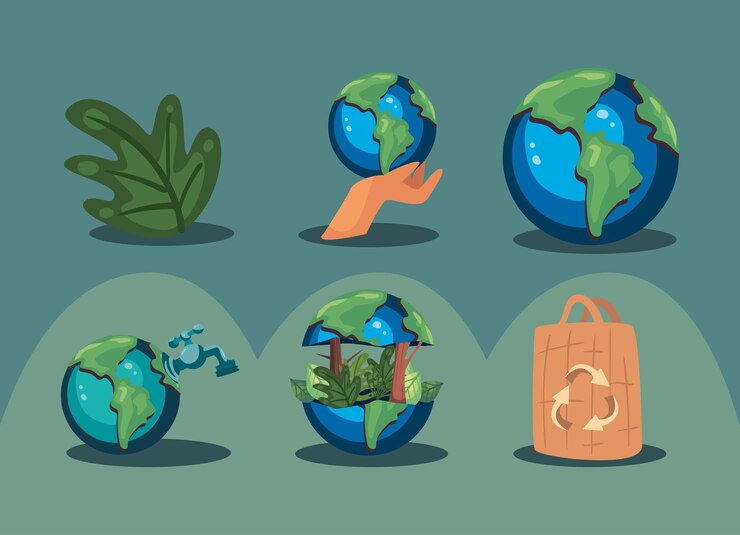 Vetor seis itens para salvar o planeta