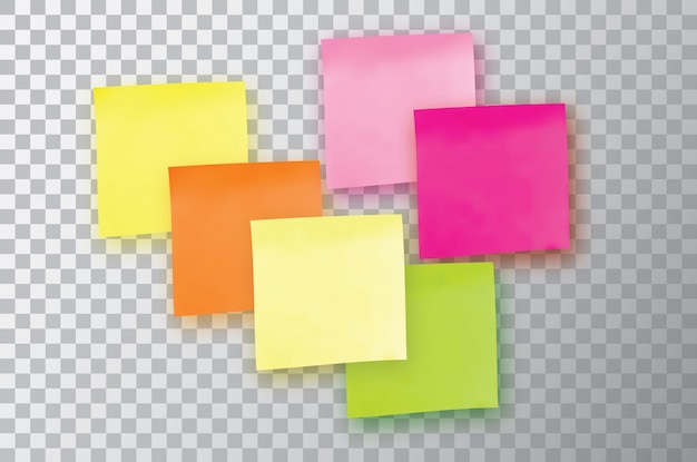 Seis notas auto-adesivas coloridas. Modelo para seus projetos.