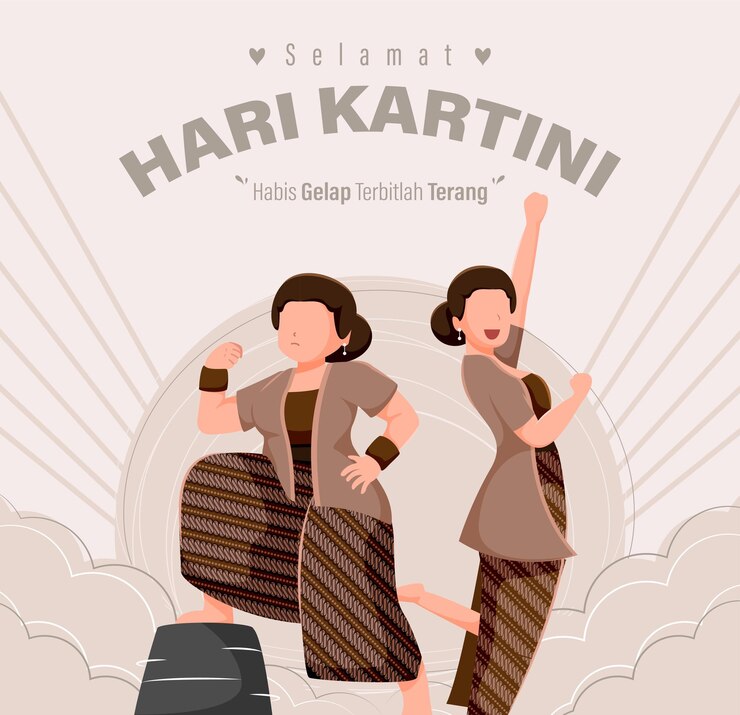 Vetor selamat hari kartini significa feliz dia de kartini kartini é ilustração vetorial de herói feminino indonésio