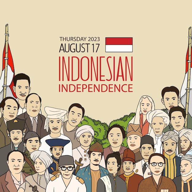 Vetor selamat hari kemerdekaan indonésia tradução feliz dia da independência indonésio ilustração postagem em mídia social