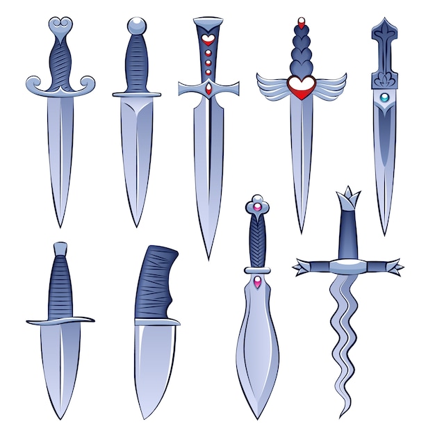 Seleção de facas e adagas