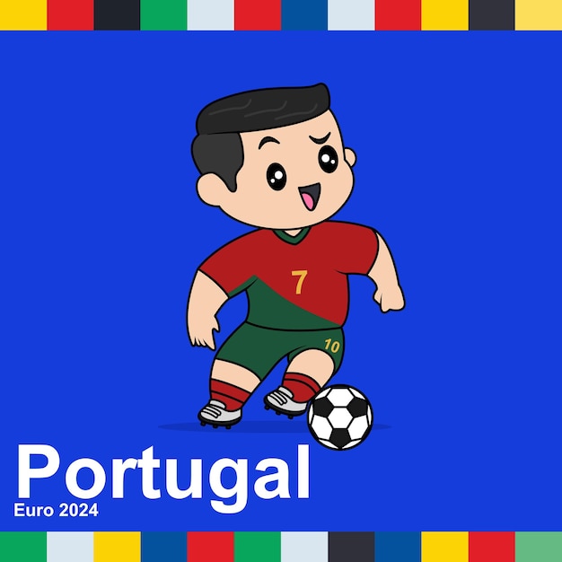 Vetor seleção nacional de futebol de jersey portugal crianças jogam futebol na euro 2024