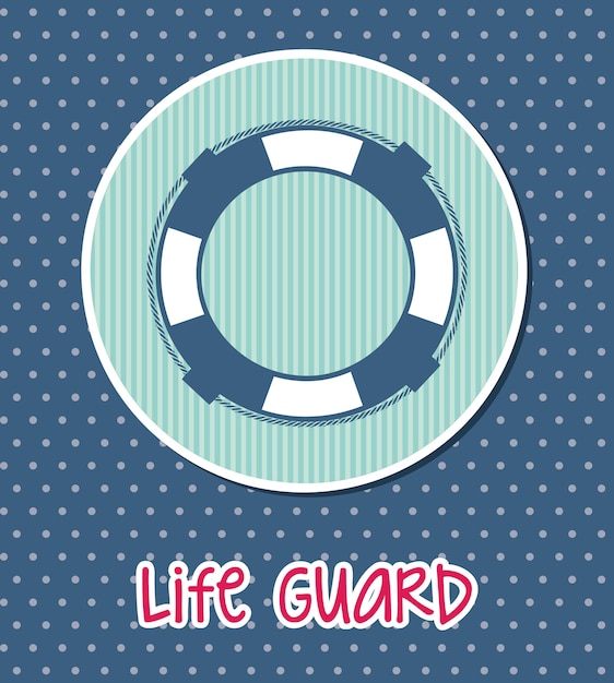 Selo de guarda de vida sobre ilustração vetorial de fundo azul