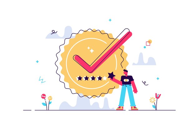 Selo de qualidade com certificado de produto premium