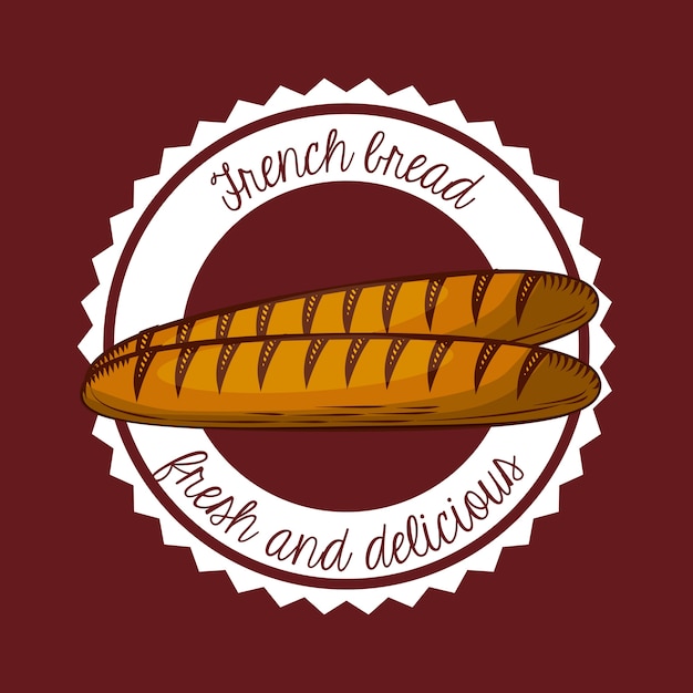 Vetor selo selo com ícone de pão francês