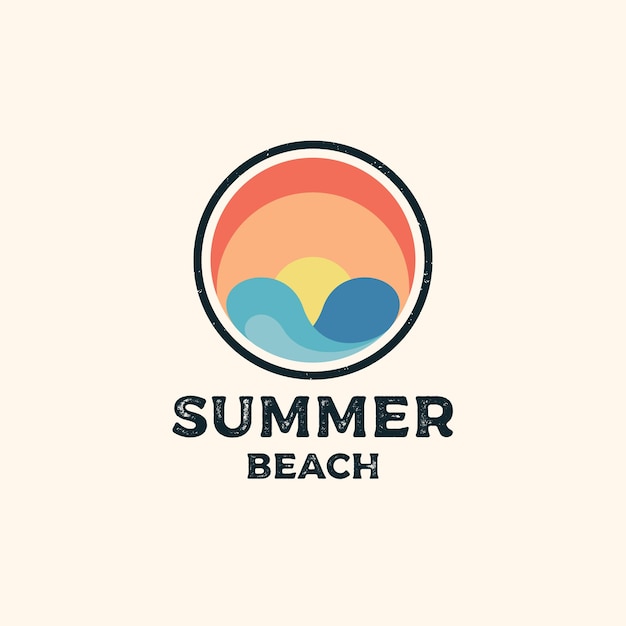 Selo vintage retrô moderno para design de logotipo de surf na praia