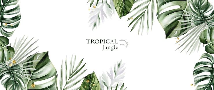 Vetor selva tropical deixa fundo vetorial aquarela
