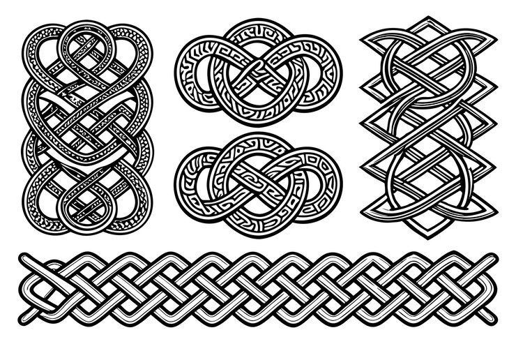 Vetor sem costura celtic braids patterns knotted irish borders and ornaments ilustração vetorial da coleção