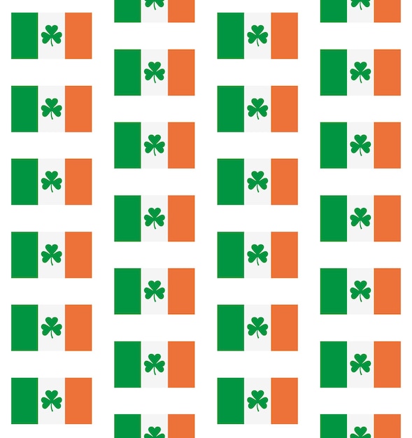 Sem costura padrão de bandeira irlandesa com trevo