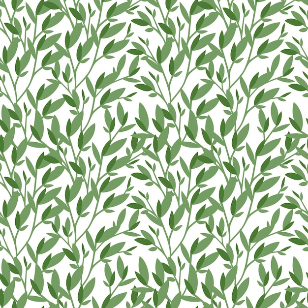 Sem costura padrão de ilustração vetorial plana de folhas verdes sobre fundo branco
