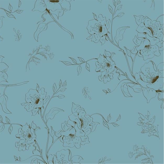 Sem costura padrão floral abstrato em fundo azul para plano de fundo