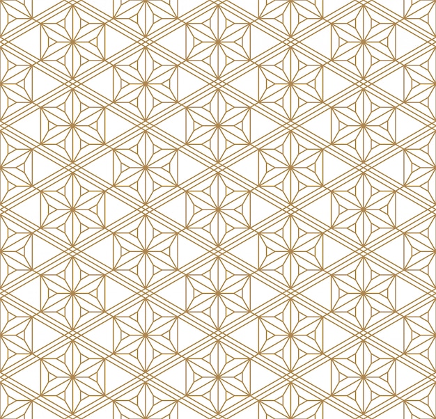 Sem costura padrão geométrico em dourado e branco. Estilo japonês Kumiko.