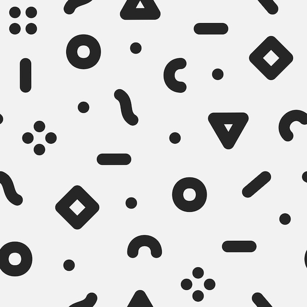 Sem costura padrão simples na moda estilo retrô anos 80 anos 90 Fundo geométrico abstrato preto e branco