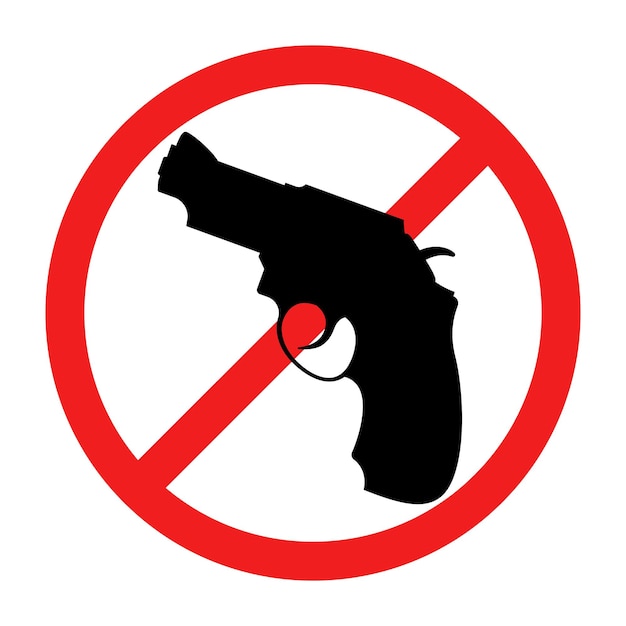Sem sinal de armas Sem ícone de armas Sinal de proibição redondo vermelho Pare a guerra