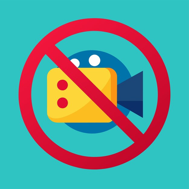 Vetor sem sinal de gravação de vídeo ou ícone de proibição de vídeo