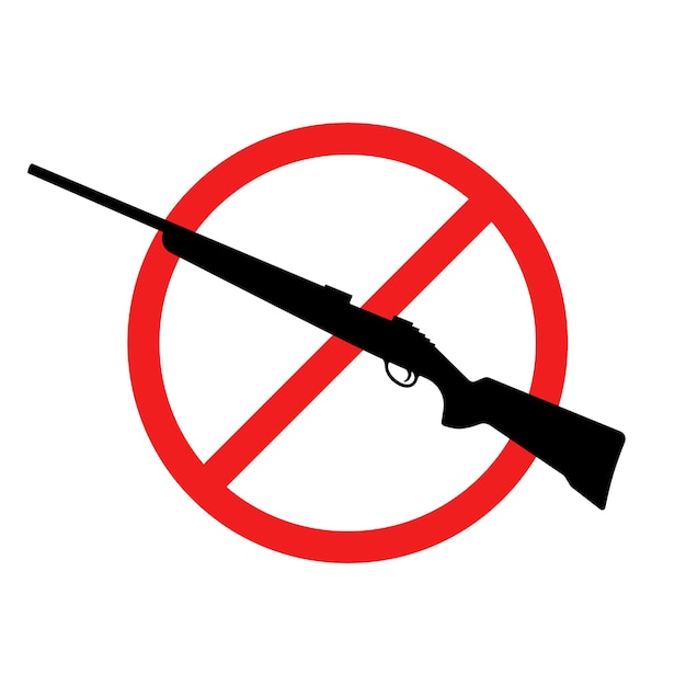 Sem sinal de rifle Sem sinal de armas Sem ícone de armas Sinal vermelho de proibição