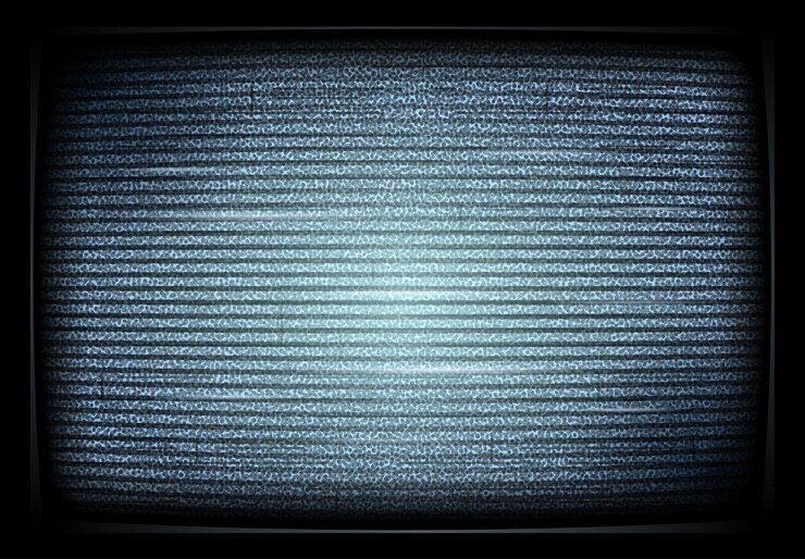 Vetor sem sinal interferência na ilustração da tv ruído na tela da tv interfere no sinal televisor retro
